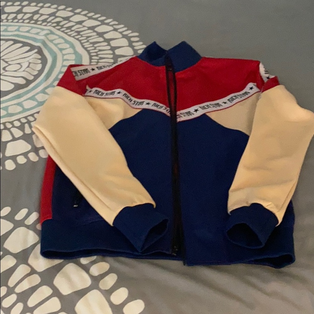 Rich star multicolor zip up sweater